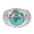 Blue Copper Turquoise Gemstone 925 Sterling Silver Ring